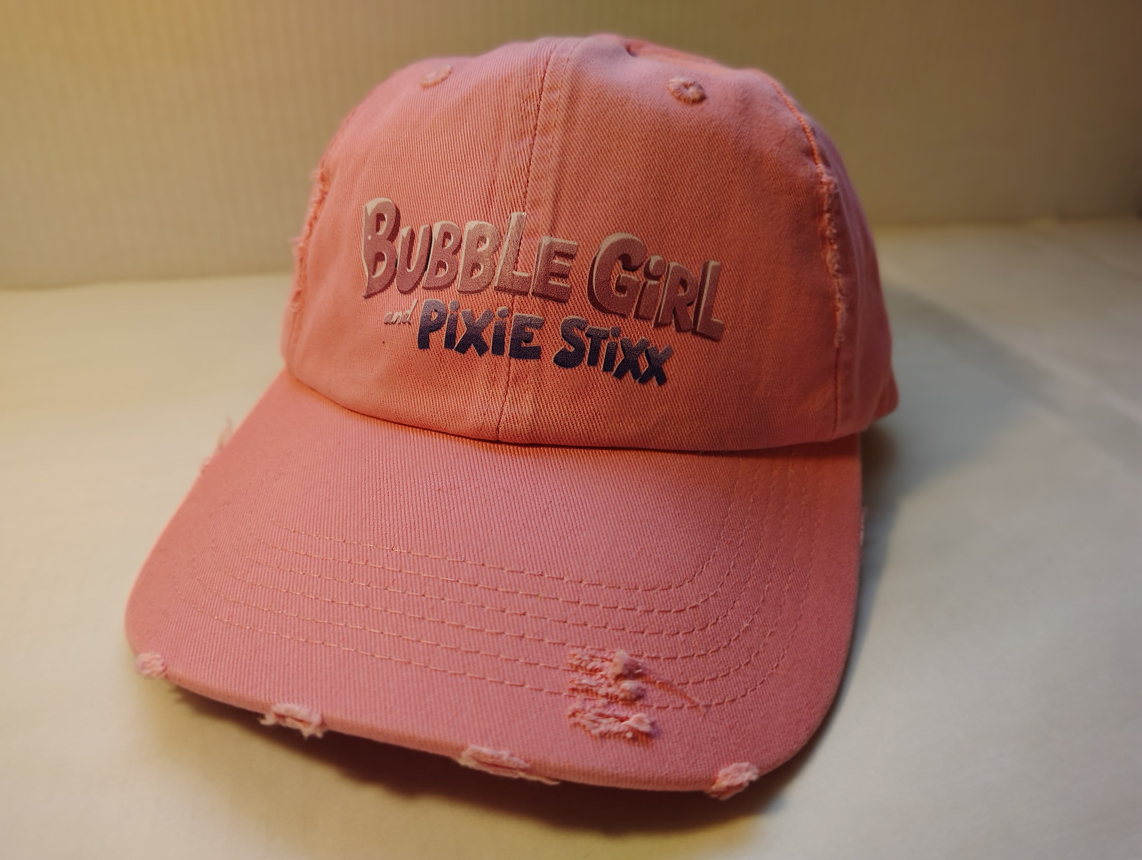 Bubble Girl and Pixie Stixx - Pink Distressed Hat